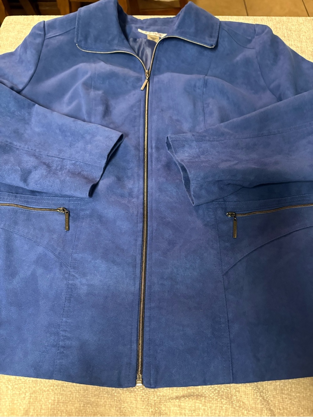 Women’s Allison Daley Blue Faux Suede Zip-Front Jacket Size 16W